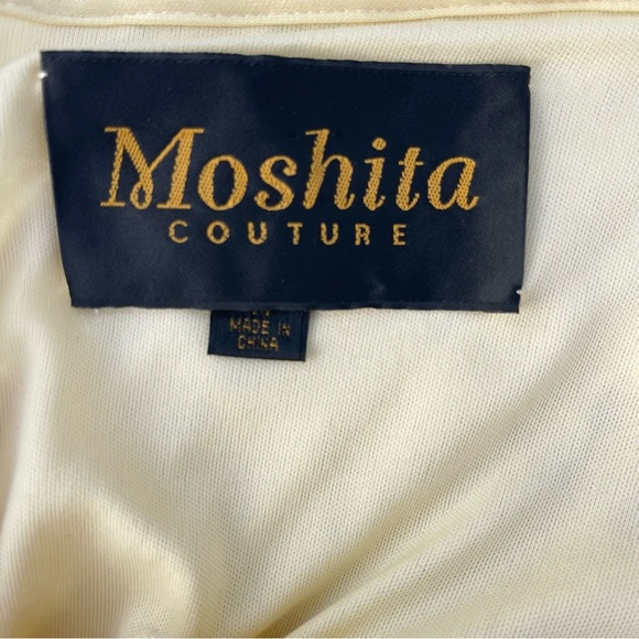 Vintage MOSHITA COUTURE ~ Gorgeous Low-Rise Cream Skirt ~ Bias Ribbon Detail ~ M - Picture 9 of 10